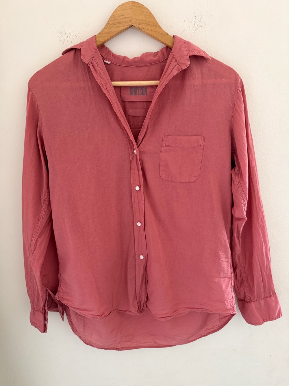 Grayson The Hero Pink Lightweight Cotton Button Down Shirt Pocket Relaxed Sz 01